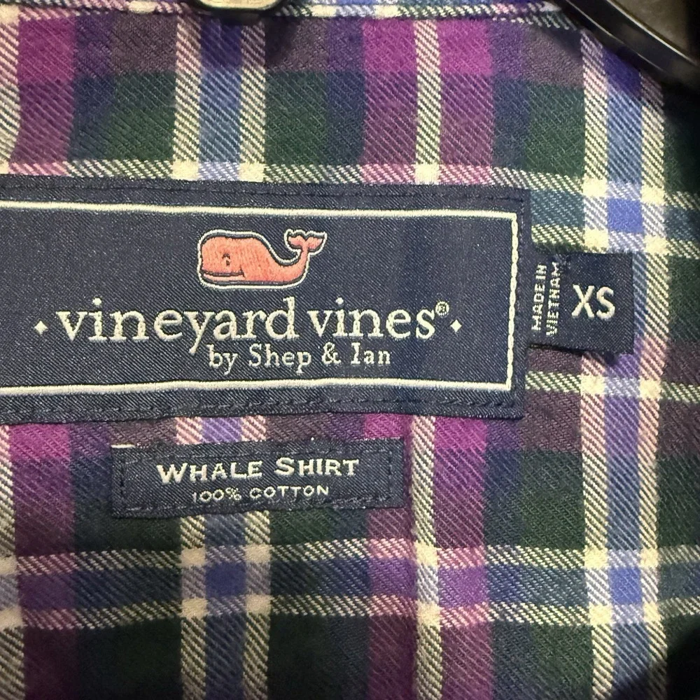 NWT VINEYARD VINES Whale Shirt Long Sleeve Button Down Men's Size XS Purple/Blue
